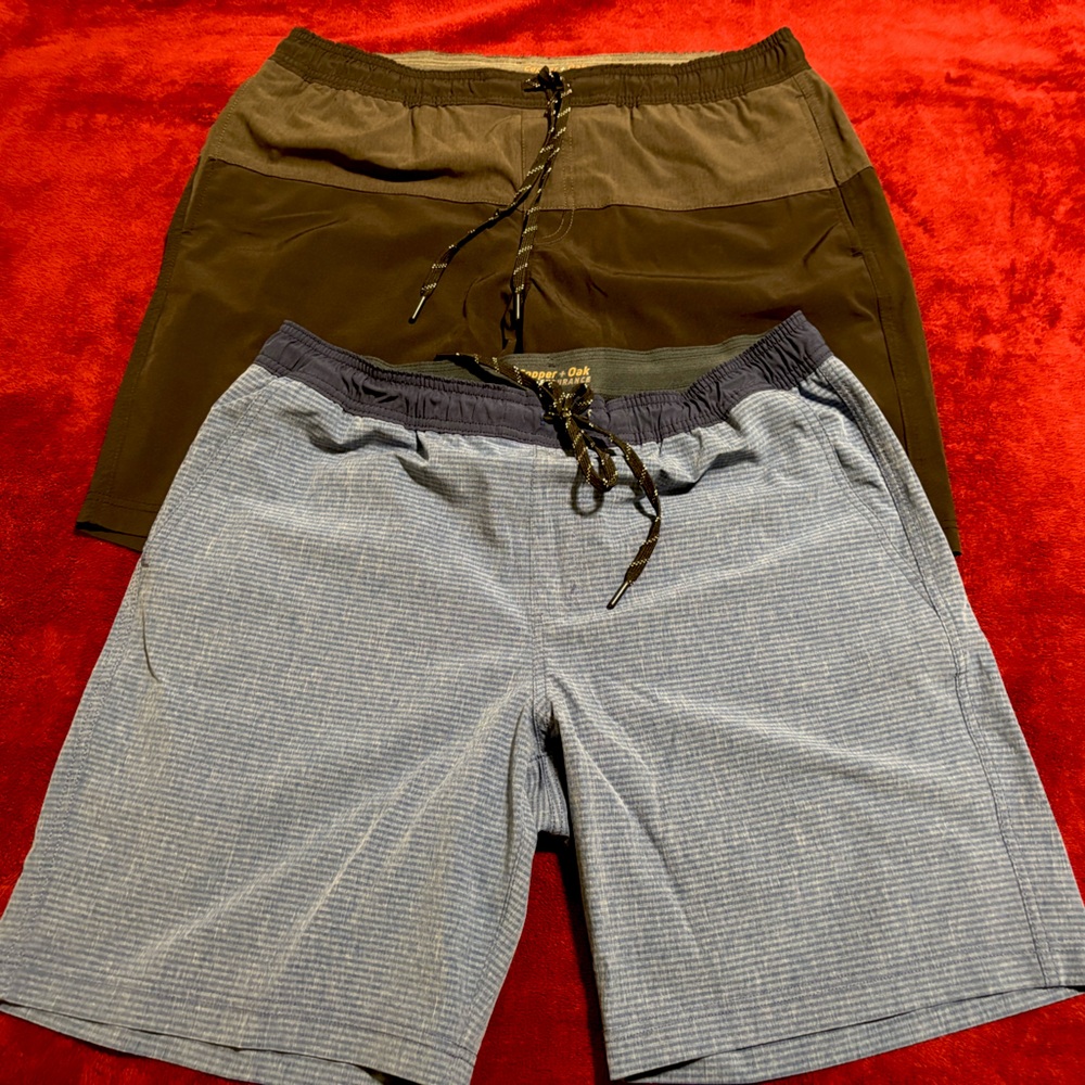 Men's Two-Pack Copper + Oaks Endurance Shorts with built in liner. L 8” inseam